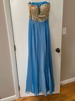 Sherri Hill Blue Size 6 Prom Floor Length Military Straight Dress on Queenly