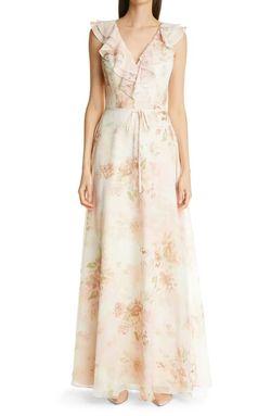 Marchesa Notte Multicolor Size 18 Floral Polyester A-line Dress on Queenly