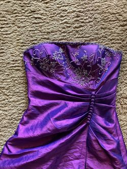 Cinderella Divine Purple Size 4 Floor Length Tall Height Prom Train Dress on Queenly