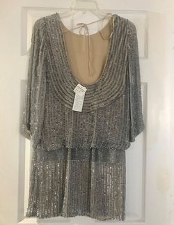 Adrianna Papell Silver Size 8 Nightclub 50 Off Euphoria Cocktail Dress on Queenly