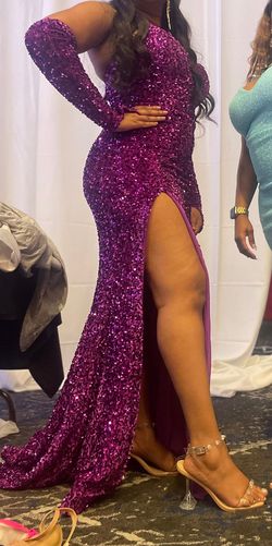 Portia and Scarlett Purple Size 10 Floor Length Military Prom Mermaid Dress on Queenly