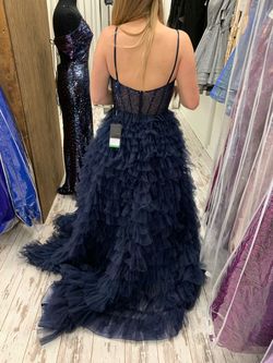 La Femme Blue Size 6 Floor Length Black Tie Ball gown on Queenly