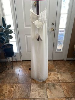 Jasmine White Size 8 Strapless Straight Dress on Queenly