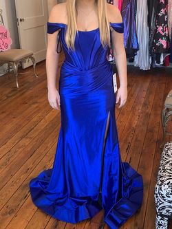 Sherri Hill Blue Size 2 Prom Floor Length Black Tie Side slit Dress on Queenly