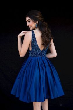 Style 6097 Vienna Prom  Blue Size 4 Prom Black Tie Military A-line Dress on Queenly