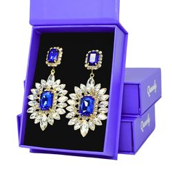 Queenly Blue Tall Height 70 Off Jewelled Earrings Dress on Queenly