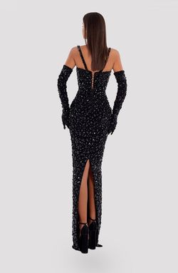 Style AD5037 Albina Dyla Black Size 4 Tall Height V Neck Corset Straight Dress on Queenly