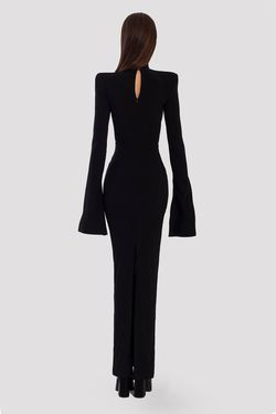 Style AD5023 Albina Dyla Black Size 4 Long Sleeve Floor Length Straight Dress on Queenly