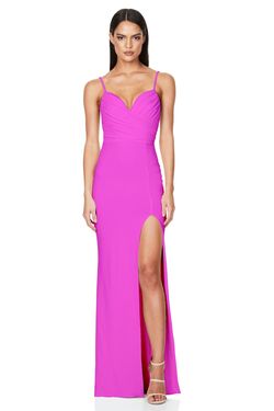 Style NND1919 Nookie Pink Size 4 Euphoria Tall Height Floor Length Side slit Dress on Queenly