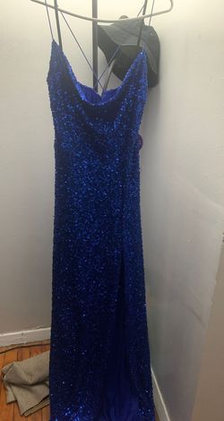 Windsor Blue Size 12 Side Slit Prom Mermaid Dress on Queenly