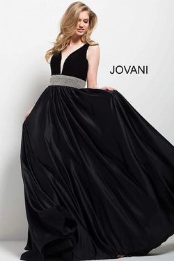 Style 51802 Jovani Black Size 00 Tall Height Floor Length Silk A-line Dress on Queenly