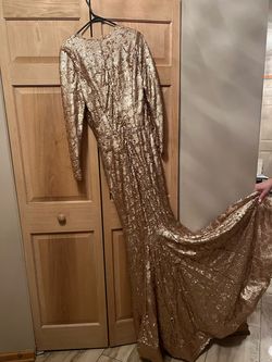 Johnathan Kayne Gold Size 10 Floor Length Mermaid Dress on Queenly