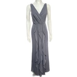 Vera Wang Gray Size 2 Floor Length Sheer Straight Dress on Queenly