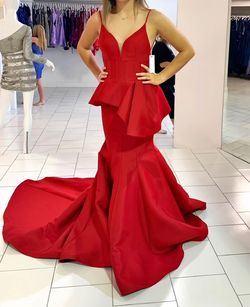 Tarik Ediz Red Size 4 Floor Length 50 Off Mermaid Dress on Queenly