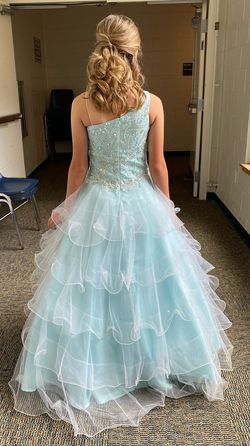 Mac Duggal Blue Size 12 Free Shipping Cupcake Ball gown on Queenly
