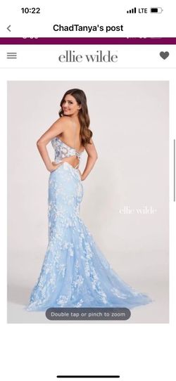 Ellie Wilde Blue Size 4 Prom Floor Length Train Dress on Queenly