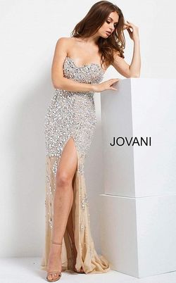 Jovani Nude Size 8 Strapless 50 Off Bachelorette Pageant Sheer Straight Dress on Queenly