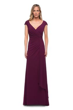 La Femme Purple Size 10 Floor Length Jersey Straight Sweetheart A-line Dress on Queenly