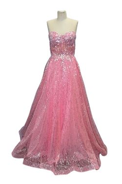 Style JVN08417 Jovani Pink Size 6 Corset Tall Height Ball gown on Queenly