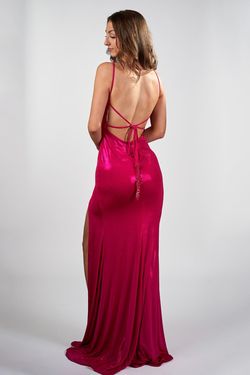 Style JVN08603 Jovani Pink Size 0 Black Tie Tall Height Barbiecore Side slit Dress on Queenly