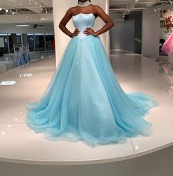 Sherri Hill Blue Size 4 Black Tie Pageant Ball gown on Queenly