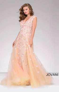 Style 45825 Jovani Nude Size 6 Floor Length Tall Height 50 Off Train Dress on Queenly