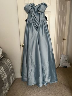Custom Blue Size 4 Corset Black Tie Ball gown on Queenly