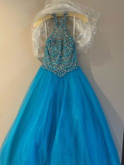 Rachel Allan Blue Size 10 50 Off Pageant Train Dress on Queenly