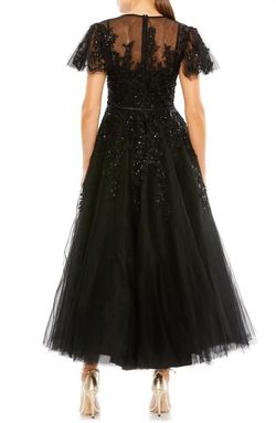 Mac Duggal Black Size 6 Tulle Feather Sleeves Cocktail Dress on Queenly