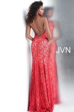 Style 63391 Jovani Red Size 8 Lace 50 Off Halter Side slit Dress on Queenly