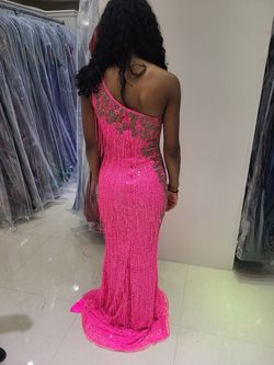 Primavera Pink Size 00 Black Tie Floor Length Side slit Dress on Queenly