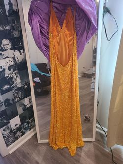 Aleta Orange Size 0 Floor Length 50 Off Shiny Straight Dress on Queenly