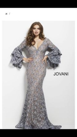 Jovani Silver Size 10 Pageant Backless Mermaid Dress on Queenly