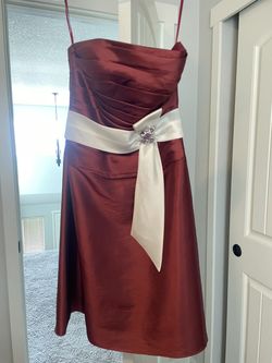 David's Bridal Red Size 10 Midi Davids Bridal  Cocktail Dress on Queenly