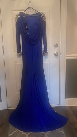 Johnathan Kayne Blue Size 8 Free Shipping Floor Length Straight Dress on Queenly