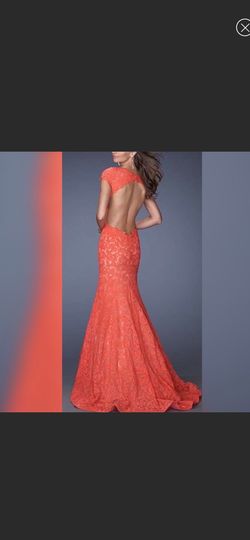 La Femme Orange Size 6 Free Shipping Floor Length Military Mermaid Dress on Queenly