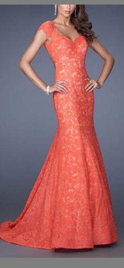 La Femme Orange Size 6 Free Shipping Mermaid Dress on Queenly