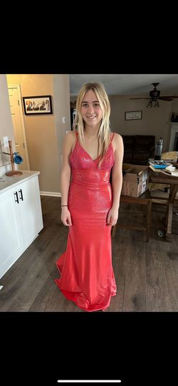 Jovani Red Size 2 Pageant Appearance Plunge Prom Mermaid Dress on Queenly