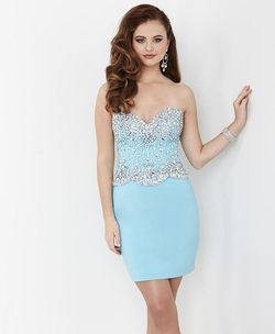 Hannah H Blue Size 10 Midi Fitted Cocktail Dress on Queenly
