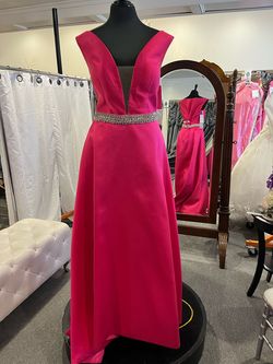 Jovani Hot Pink Size 14 Wedding Guest Satin A-line Dress on Queenly