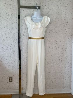 Laine Berry Custom White Size 6 Floor Length Bridal Shower Bachelorette Jumpsuit Dress on Queenly