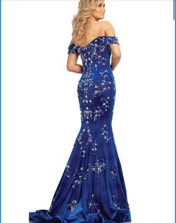 Johnathan Kayne Royal Blue Size 10 Velvet Mermaid Dress on Queenly
