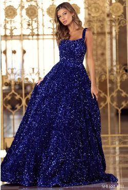 Style 55093 Sherri Hill Blue Size 2 Tall Height Medium Height Black Tie Ball gown on Queenly