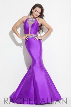Rachel Allan Purple Size 4 50 Off Two Piece Military Mermaid Dress on Queenly
