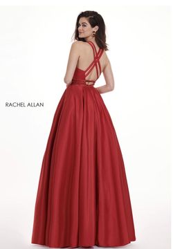 Rachel Allan Red Size 4 Pockets Backless Military A-line Dress on Queenly
