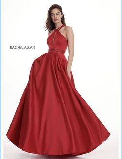 Rachel Allan Red Size 4 Backless Black Tie Flare Pockets A-line Dress on Queenly