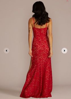 David's Bridal Red Size 12 Black Tie Side slit Dress on Queenly