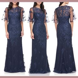 JS Collections Blue Size 20 Black Tie Military Prom Lace A-line Dress on Queenly
