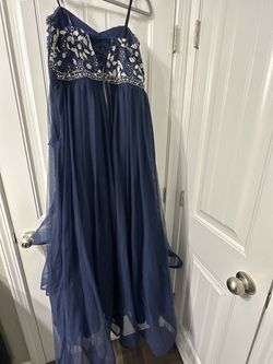 Sequin Hearts Blue Size 14 Homecoming Train Dress on Queenly