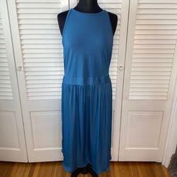 LOFT Blue Size 14 Jersey Floor Length A-line Dress on Queenly